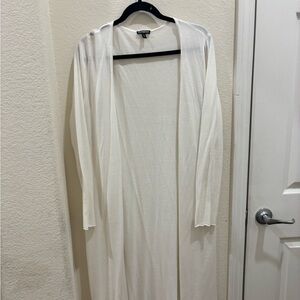 Elegant White Long Cardigan